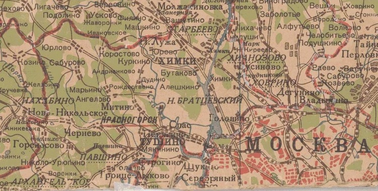 Тушино на карте Шуберта, 1860 год.