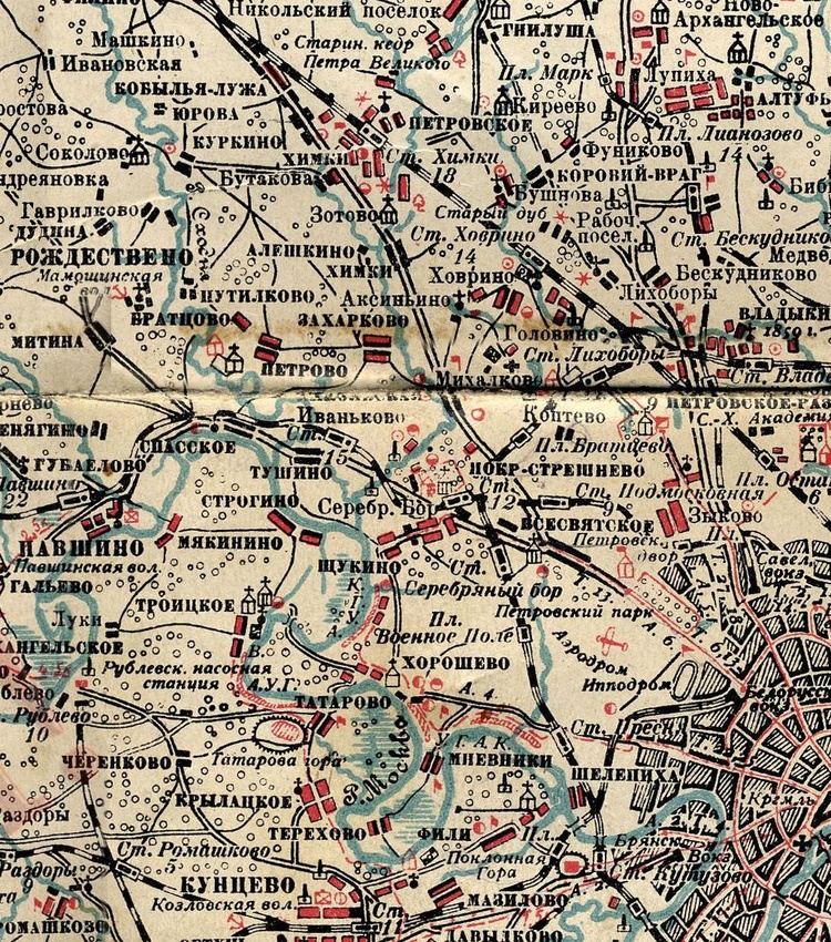 Тушино и окресности. Карта 1925 года.