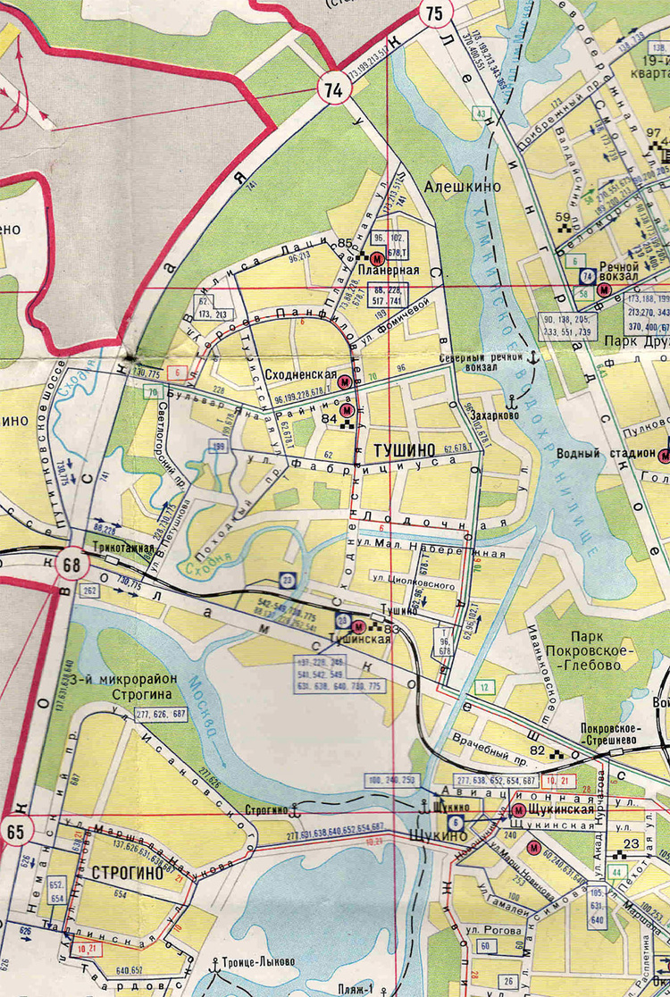Старые карты транспорта Тушино