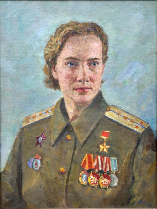 А.М.Акуленок.  Портрет Героя Советского Союза Зубковой Антонины Леонтьевны. 1990. Кораблинский краеведческий музей.