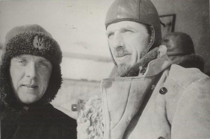 ортмех Флегонт Иван Бассейн и лет Фабио Брун Фарих - уч экспед по спасению челюскинце». 1934 Автор  В.В. Микоша.