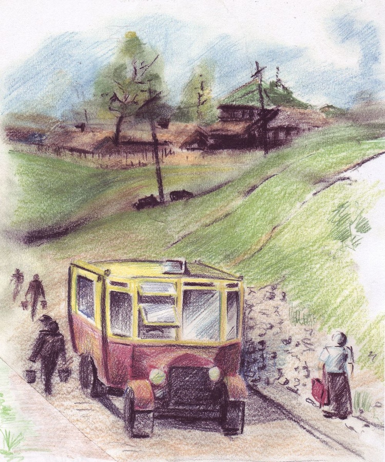 Первый автобус.